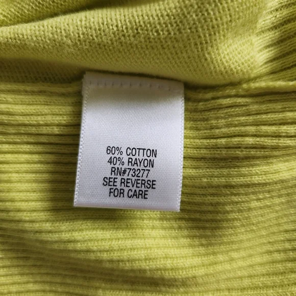 Apt 9 Neon Yellow V-Neck Button Cardigan Sweater With Light Gray Trim - Picture 5 of 6